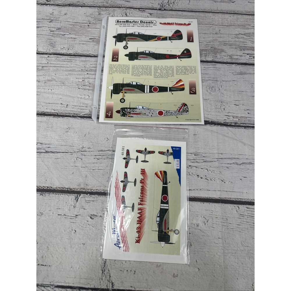 Aeromaster 1/48 Ki-43 IJAAF Falcons Pt III Decals 48-381